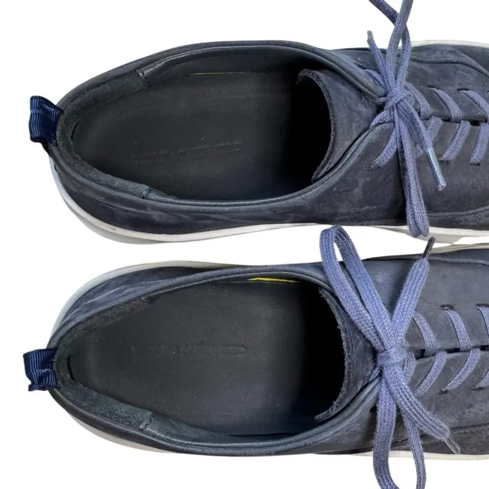 Wolf And Shepherd Cruise Lace Up Sneakers Navy Blue Nubuck Leather Size 10